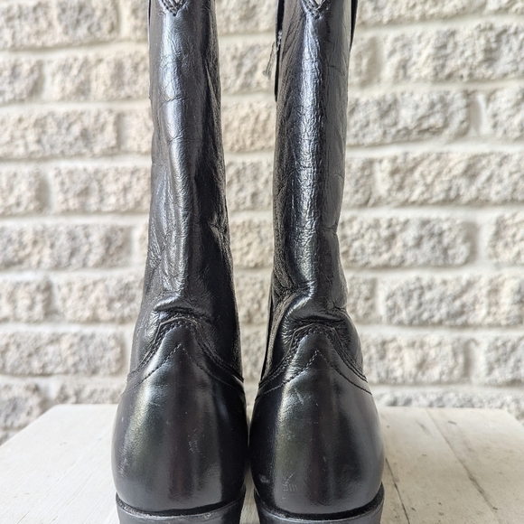 Laredo 6.5 size 6 1/2 D 68091 Lea Vamp Black Cowboy boots Western men's boy - Picture 9 of 9